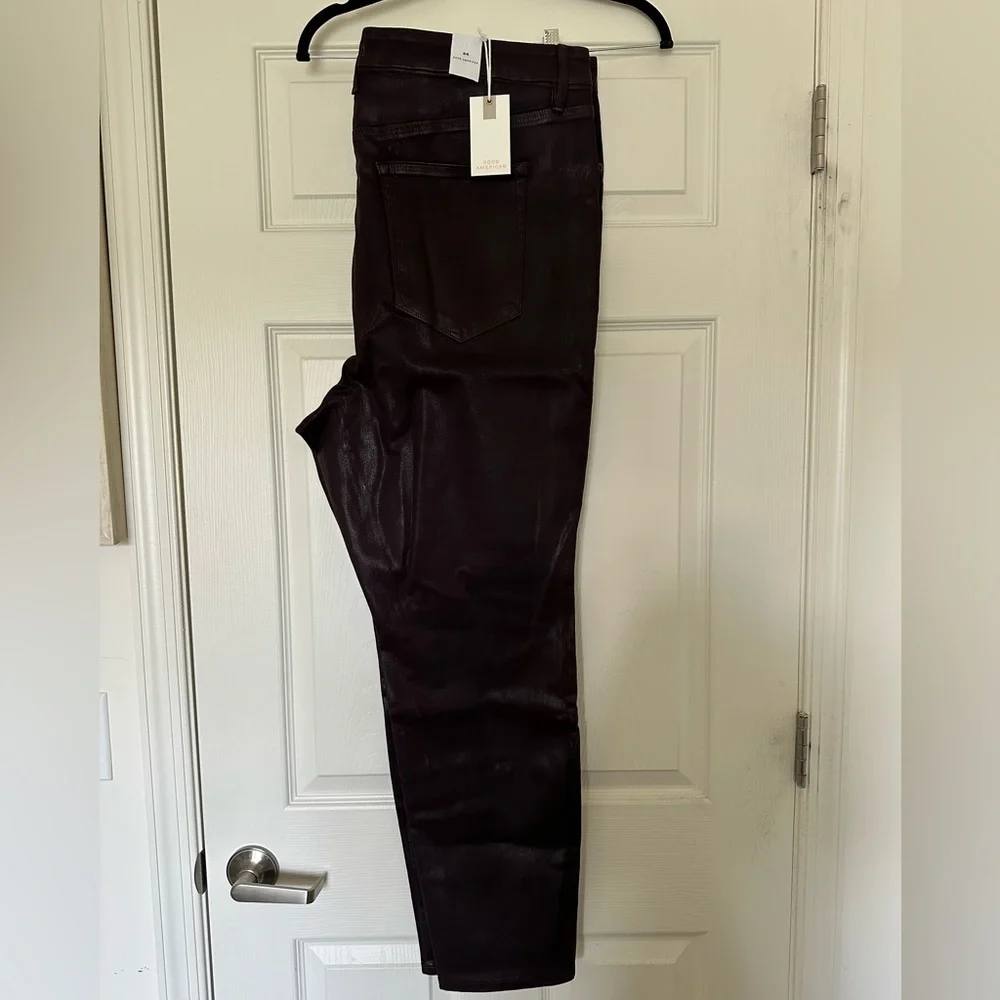NWT Good American Good Legs Skinny Jeans Size 24 Wine Bordeaux Coated Denim - Picture 4 of 5